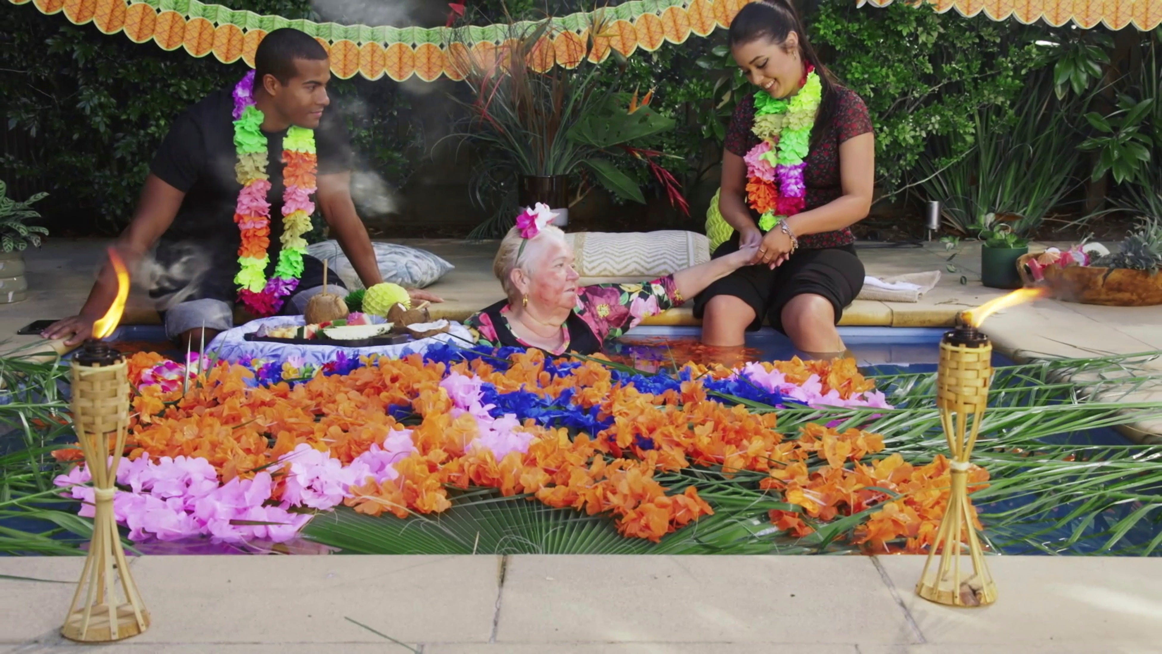 taye obasi, vera punt and sadie rodwell in neighbours