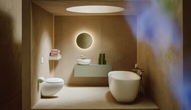 mocha mousse, pantone color of the year 2025, matches LAUFEN bathroom design