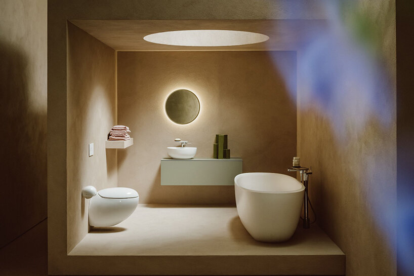 mocha mousse, pantone color of the year 2025, matches LAUFEN bathroom design