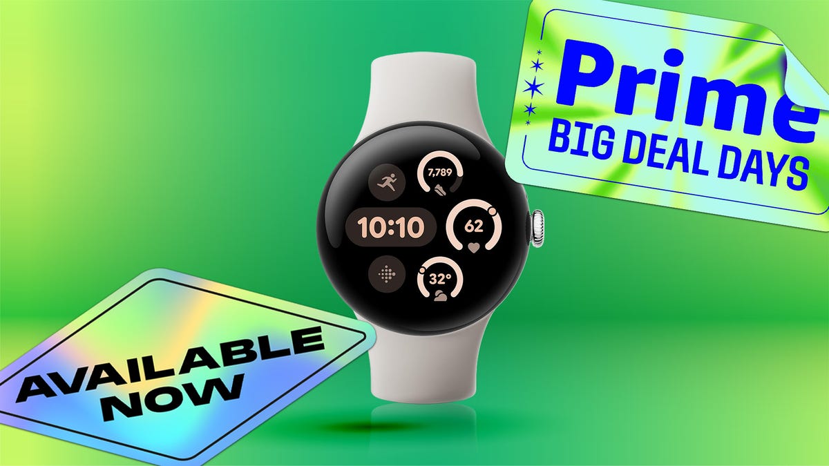 Google Pixel Watch 3 on green background