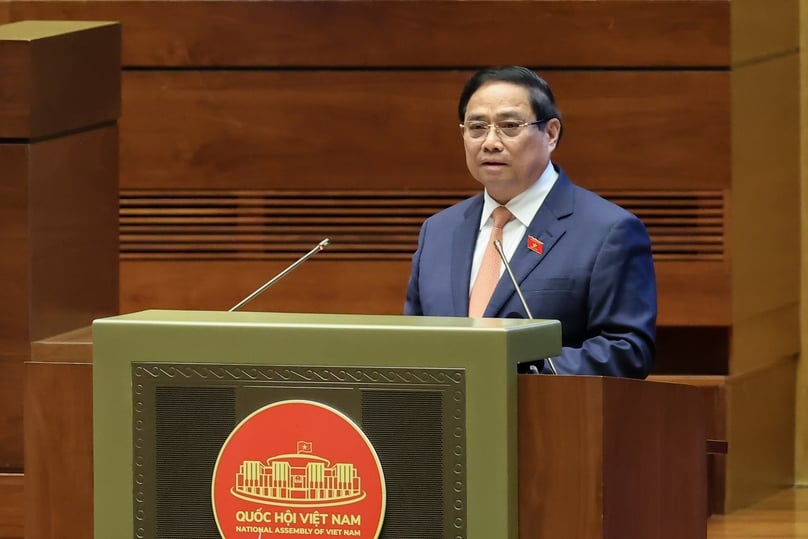 Prime Minister Pham Minh Chinh speaks at the opening of the National Assembly’s 10th sitting on October 20, 2025. Photo courtesy of the government's news portal.