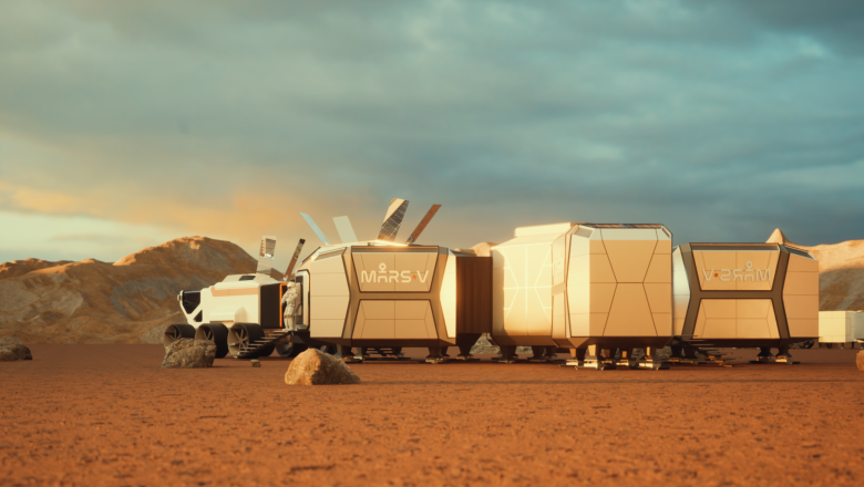 A digital render of a habitat concept for the MARS-V Project, which is still in development.