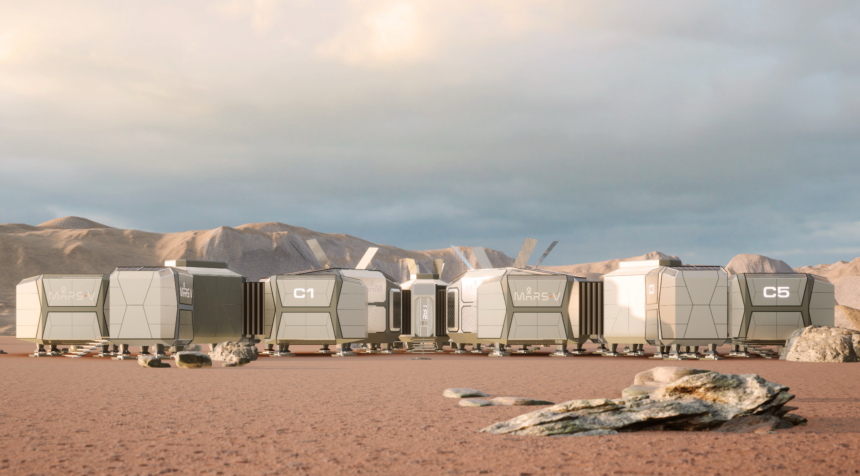 A digital render of one of MARS-V's habitat concepts.