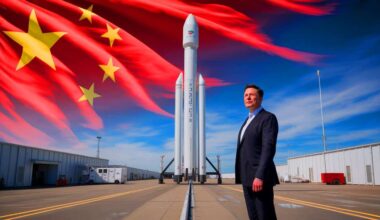 Illustration of Elon Musk's SpaceX and its financial ties to Chinese investors amidst U.S. military contract concerns.