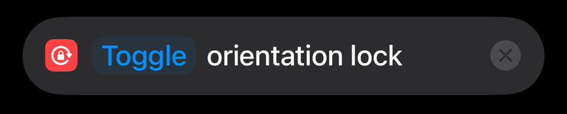 Toggling orientation lock with iPhone Shortcuts.