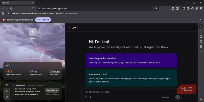 Using Brave's Leo AI to interprete web results