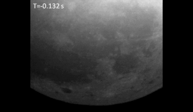 an animation showing a flash of light on the moon