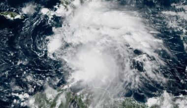 a satellite image of Tropical Storm Melissa