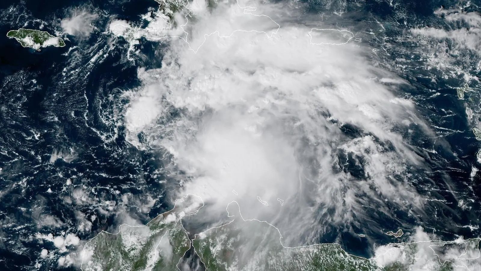 a satellite image of Tropical Storm Melissa