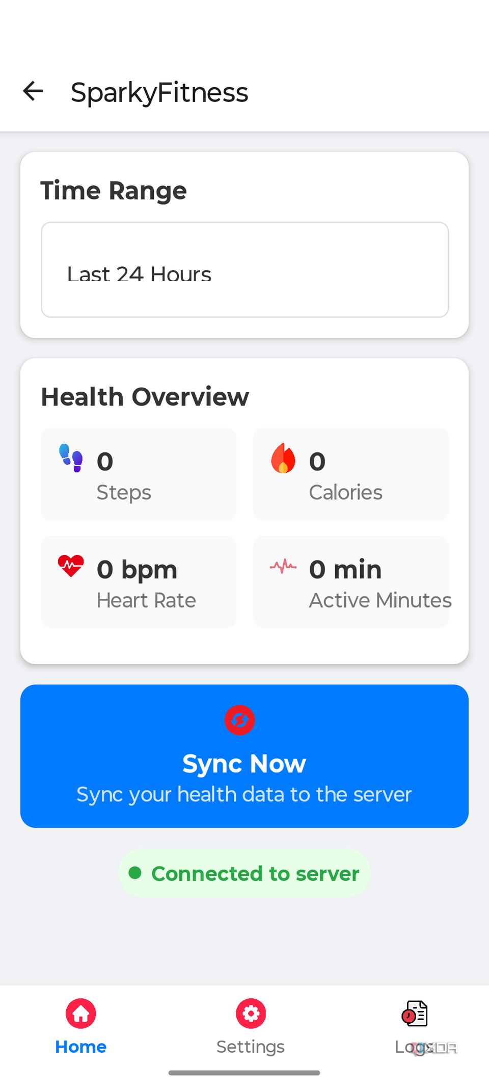 A mobile screenshot of the SparkyFitness mobile's stat reporting page.