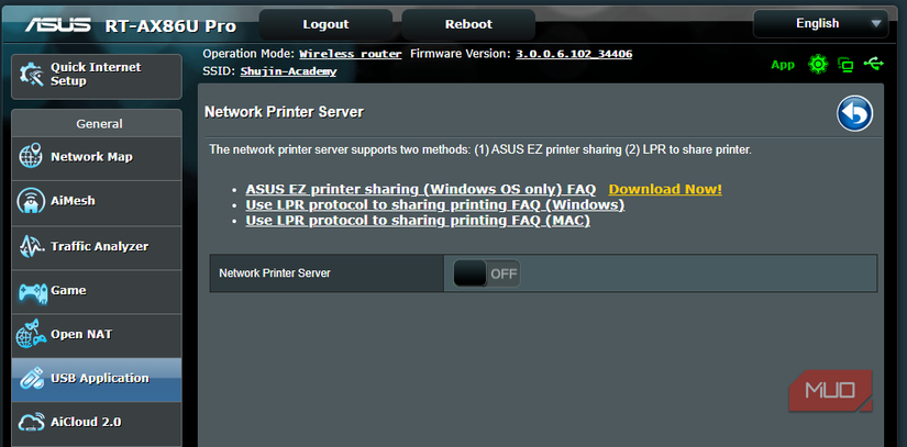 ASUS Router Print Server Option