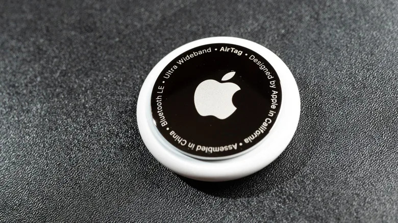 AirTag on dark background