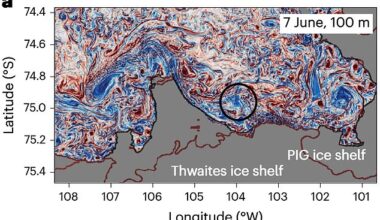 The experts found evidence of storm-like circulation patterns beneath Antarctic ice shelves that are causing aggressive melting beneath the 'Doomsday Glacier', officially known as Thwaites Glacier, and the Pine Island glacier (PIG)