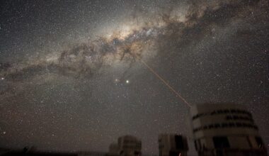 Image of the night sky above Paranal, Chile on 21 July 2007, taken by ESO astronomer Yuri Beletsky. The Milky Way can be seen clearly in the skies overhead (Credit : ESO/Y. Beletsky)