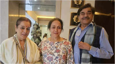 Shatrughan Sinha and wife Poonam visit Hema Malini to check on Dharmendra's health after Hospital discharge