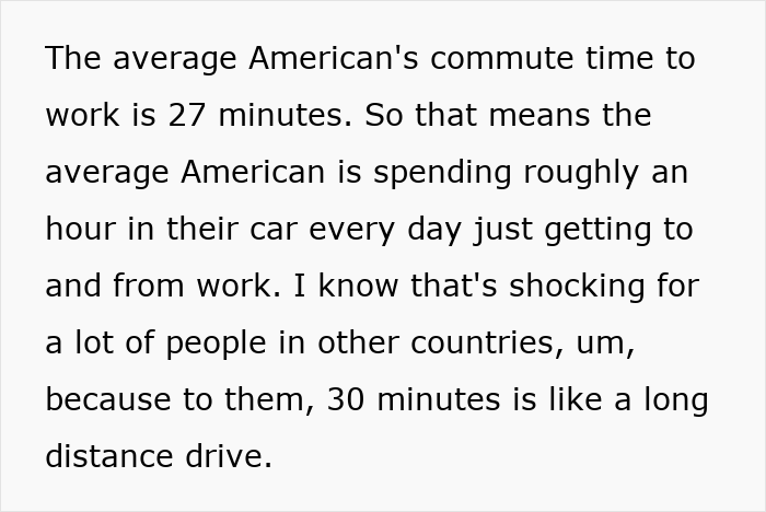 Text explaining the average American's 27-minute commute and its relation to paying for ambulance rides in the US.