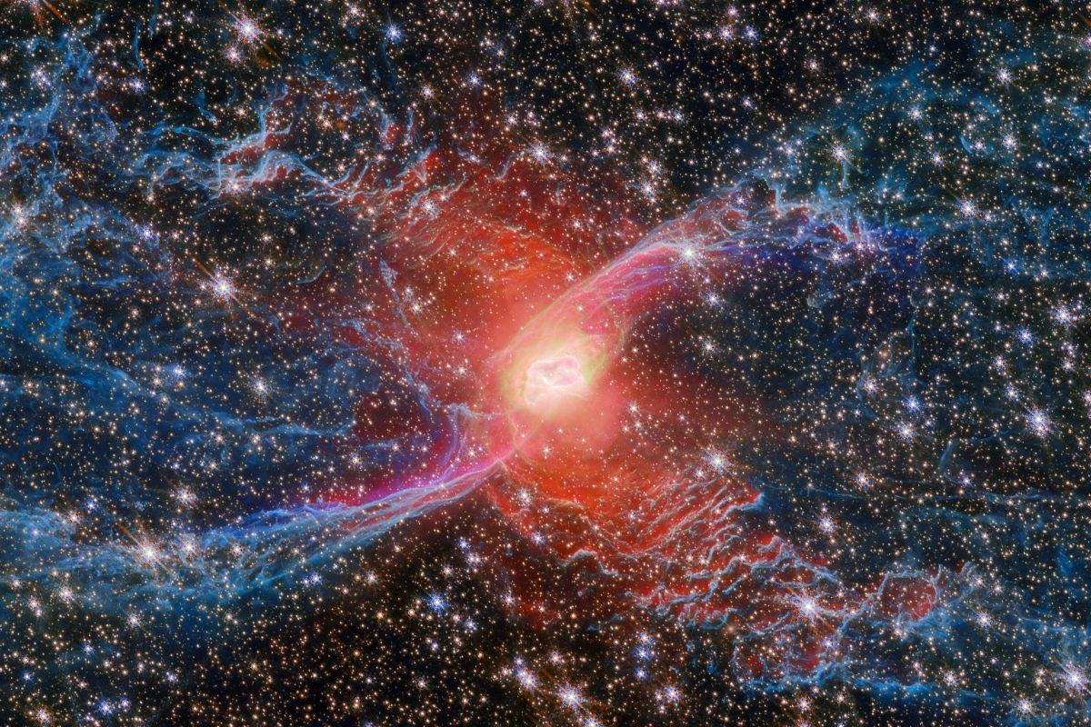 James Webb Space Telescope image of NGC 6537, the Red Spider Nebula. Credit: ESA/Webb, NASA & CSA, J. H. Kastner (Rochester Institute of Technology)