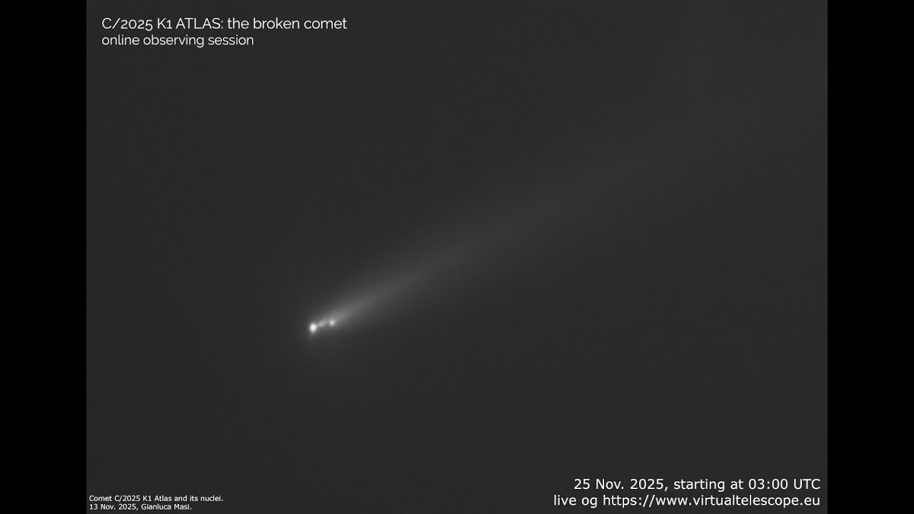 Comet C/2025 K1 ATLAS: the broken comet – online observation (25 Nov. 2025). - YouTube