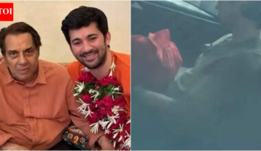 Dharmendra passes away: Grieving Karan Deol collects late grandfather’s ashes from crematorium | Hindi Movie News