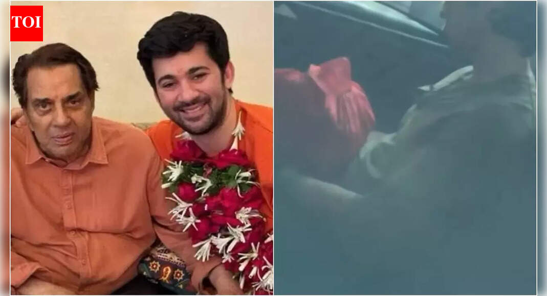 Dharmendra passes away: Grieving Karan Deol collects late grandfather’s ashes from crematorium | Hindi Movie News