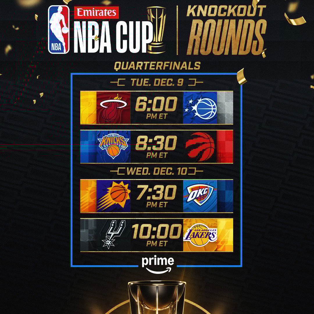 NBA Cup quarterfinals schedule