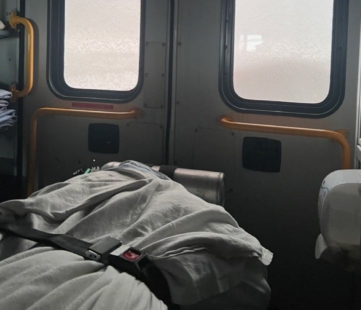 Susie Silvestri was taken to a hospital in Montana in the back of a patient transport.  