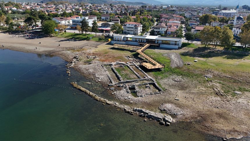 The remains of the sunken Byzantine Basilica of Saint Neophytos by the Lake Iznik, where Pope Leo XIV is expected to visit for the celebrations of the 1,700th anniversary of First Nicaea Council, during his trip to Turkey.