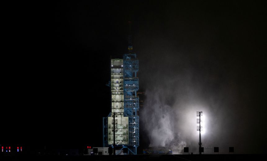 A view of the launchpad after the Long March-2F rocket blasted off to China's Tiangong space station on October 31, 2025. REUTERS/Maxim Shemetov