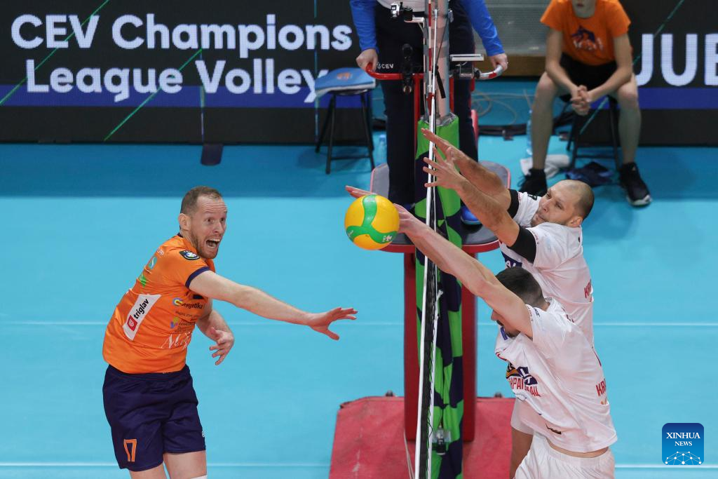 ACH Volley Ljubljana vs. Radnicki Kragujevac-Xinhua