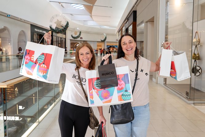 Suzy Varley and Vikki Casella pictured at Karrinyup Shopping Centre, Perth, on Friday. 