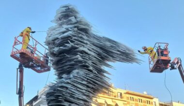 Athens cleans iconic ‘Dromeas’ glass sculpture