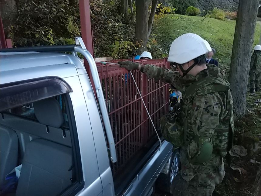 Japanese troops in Kazuno City, Akita prefecture, on November 5, 2025. Portions of this photo were blurred by Japan Ground Self-Defense Force.