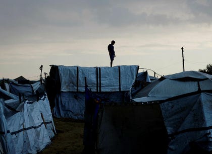 Displaced families' tents in Muwasi this week. When the IDF entered Khan Yunis, Yamen's family was forced to flee to Muwasi with nothing.