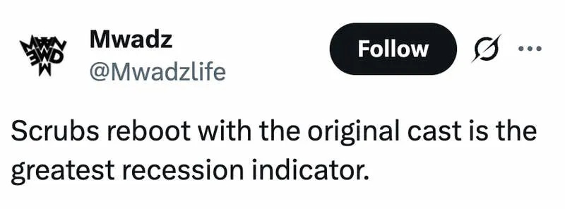 Scrubs reboot with the original cast is the greatest recession indicator.