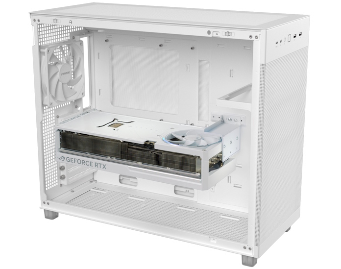 A side view of the interior of the PC case