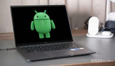 Android Bot on laptop screen