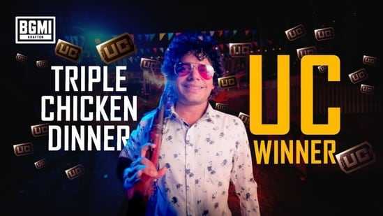 Here’s how BGMI players can turn quick weekend wins into UC rewards with the new triple chicken dinner challenge.(Krafton India)