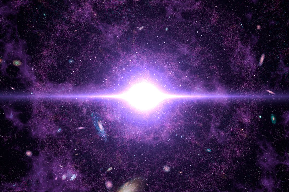 A bright explosion in the middle of a group of galaxies