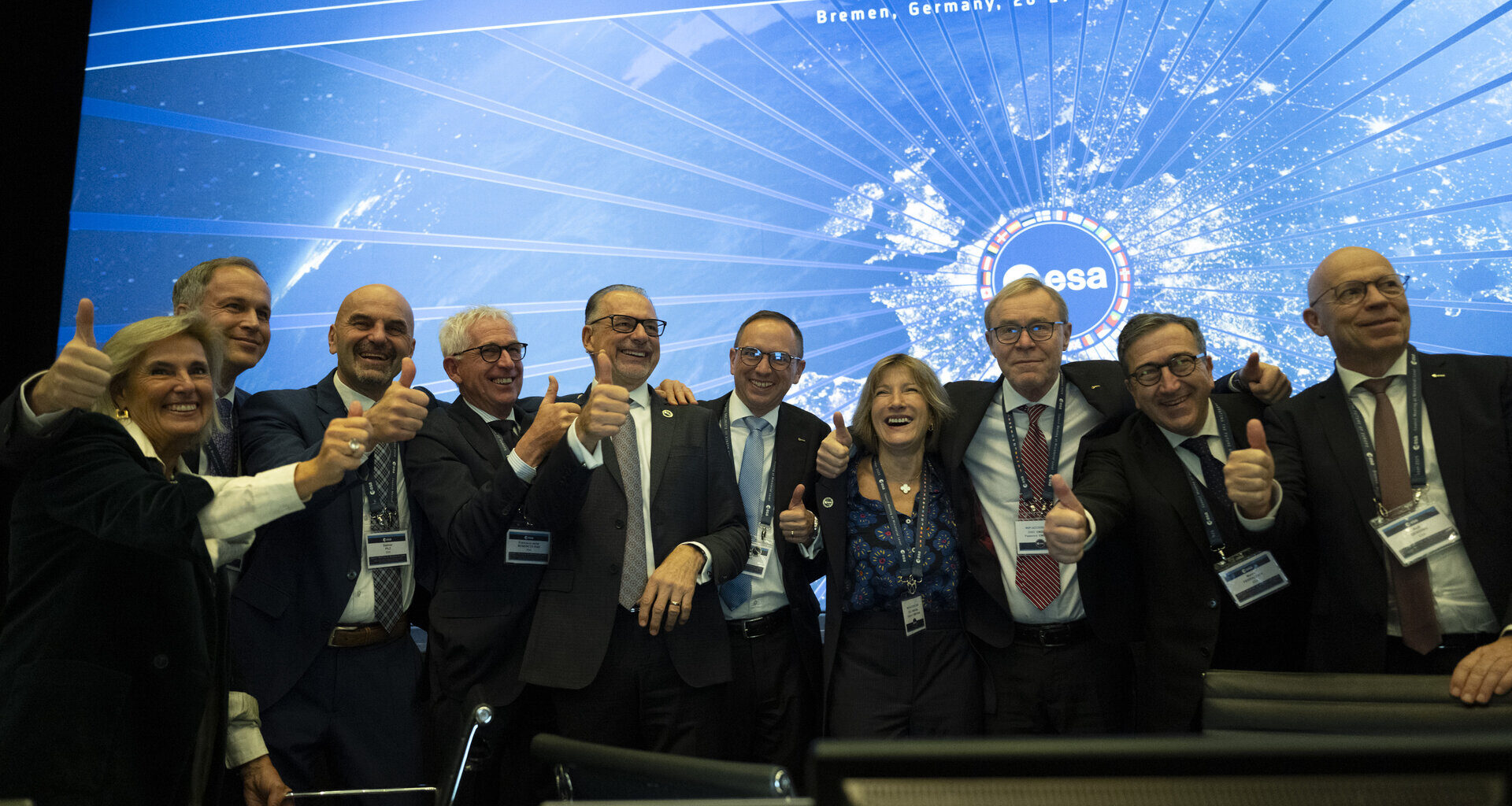 ESA Directors and Director General smiling during CM25