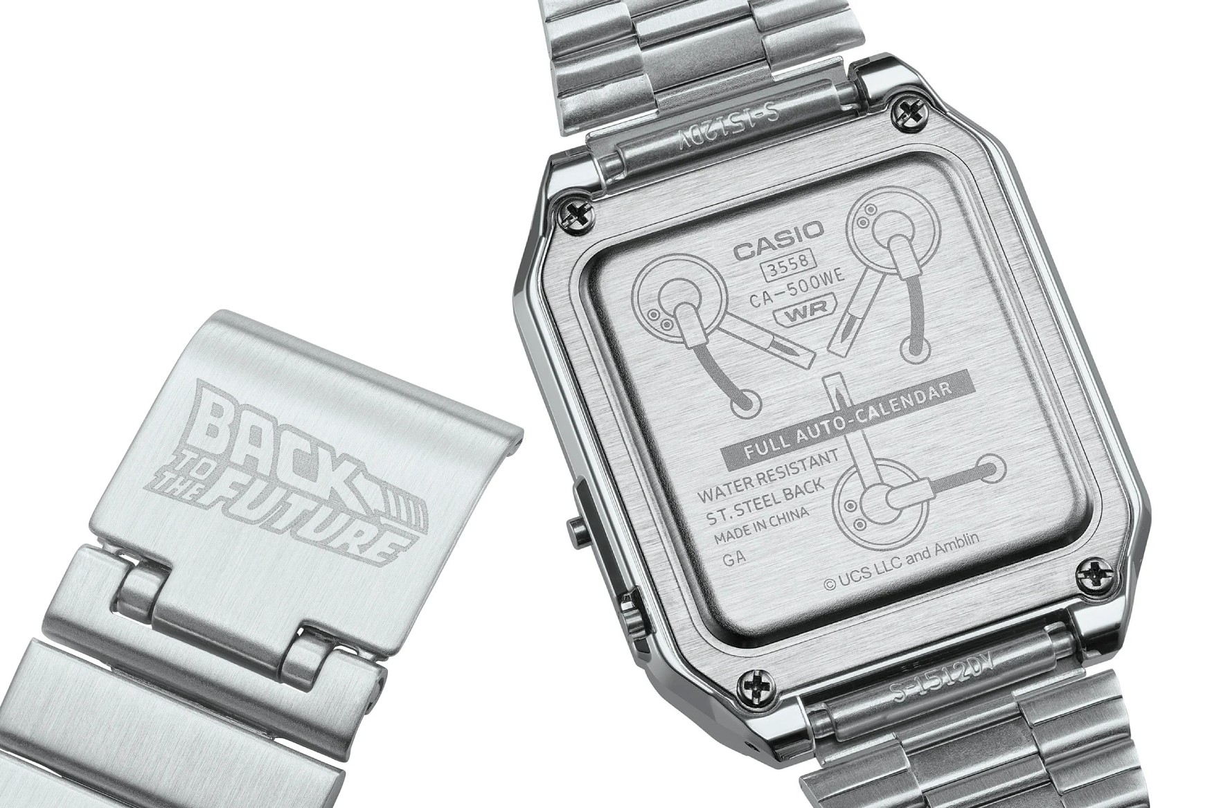 Casio x Back to the Future 40th Anniversary CA 500WEBF 1A caseback clasp