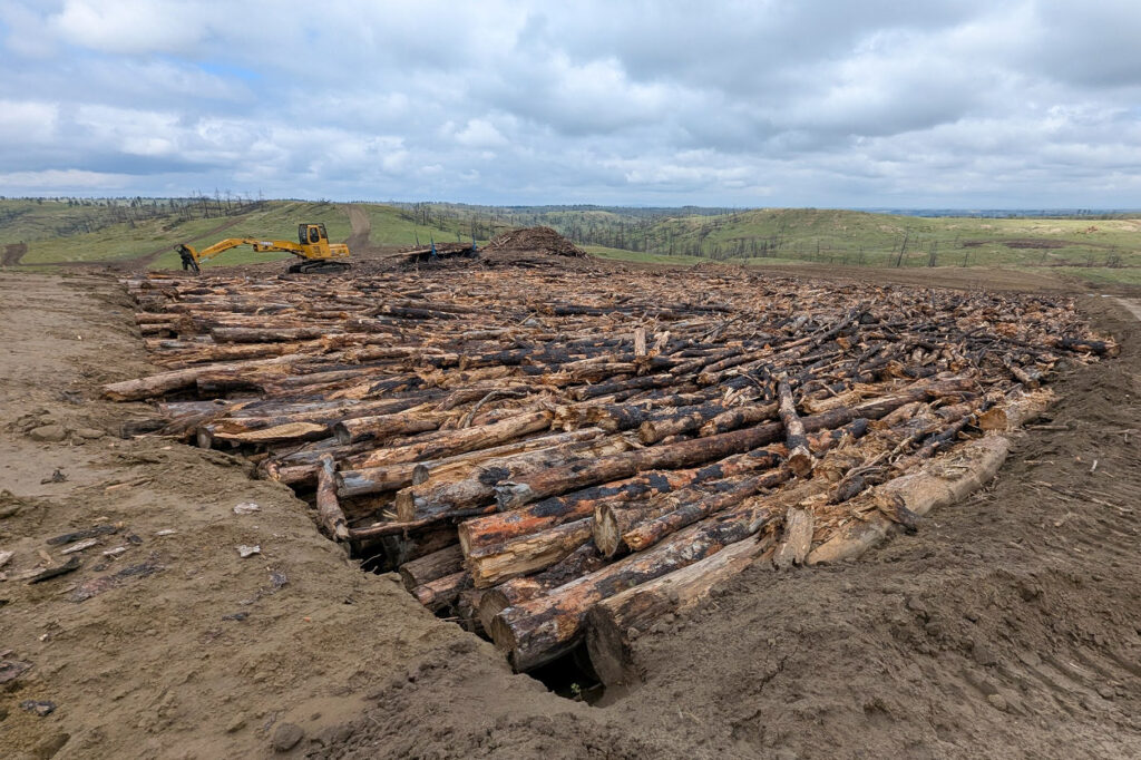 The filled biomass burial chamber. Credit: Mast Reforestation