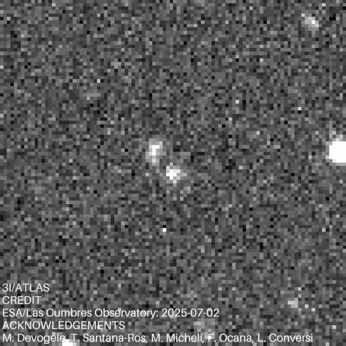 Animation of white splotches moving past, with one smaller white blob staying still in the middle.