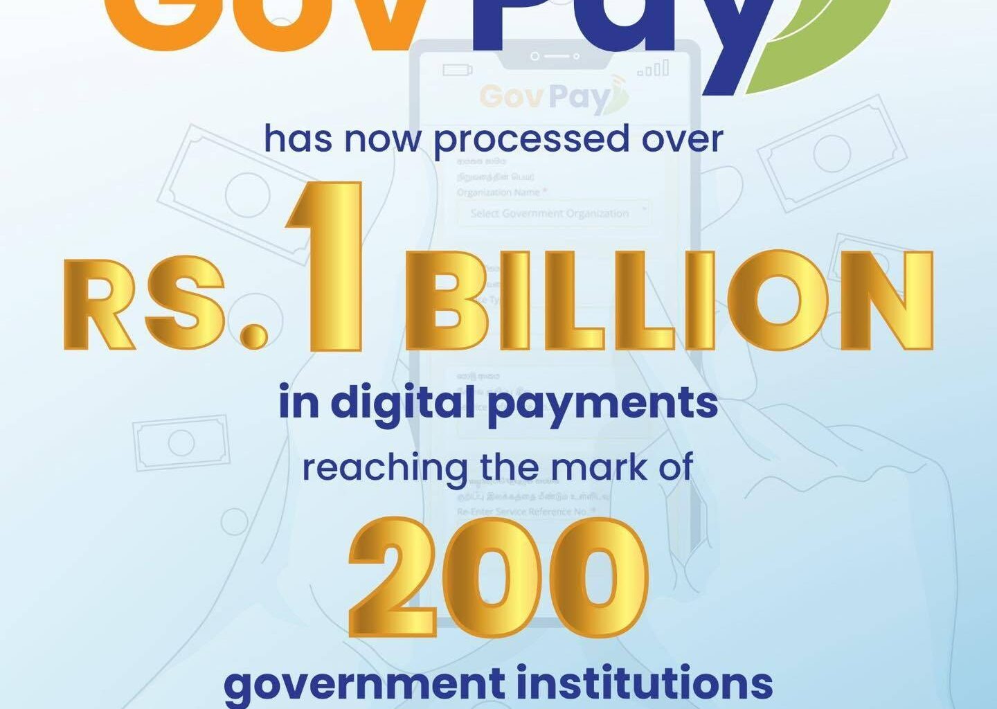 GovPay surpasses Rs. 1 billion in digital payments