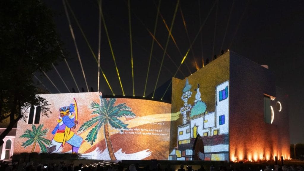 The museum’s Opening Night gala kicked off with a grand video show that played across the huge façade of the building 