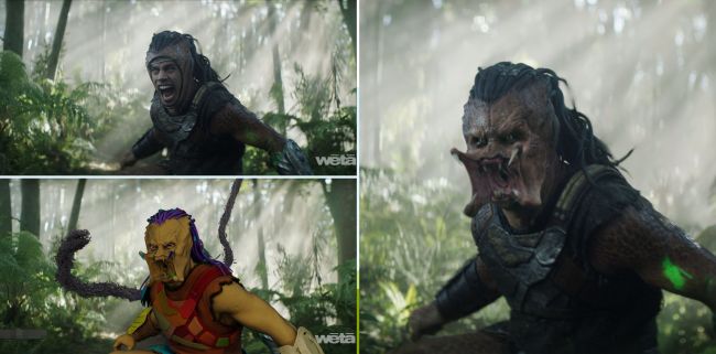 The initial performance, animation, and final image of Dek in 'Predator: Badlands'