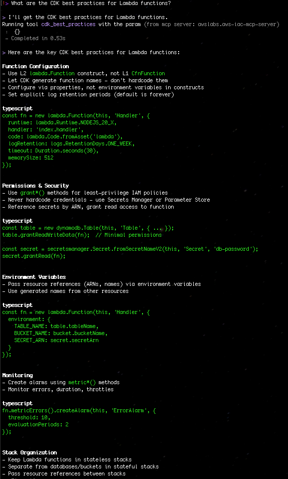 Figure 2 Search the CDK best practices for Lambda functions
