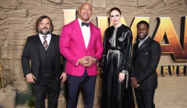 Jack Black, Dwayne Johnson, Karen Gillan and Kevin Hart attend a 'Jumanji: The Next Level' event.