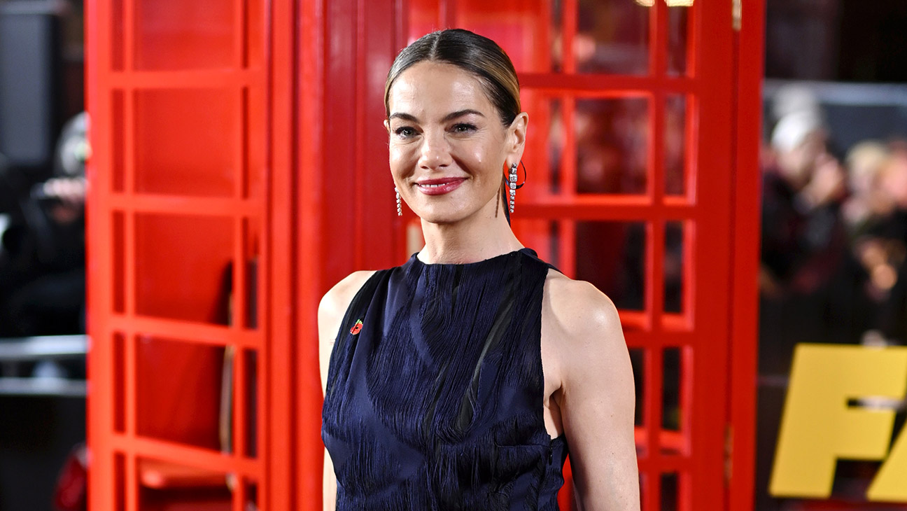 Michelle Monaghan attends The Family Plan 2 World Premiere at the Curzon Mayfair on November 11, 2025 in London, England.