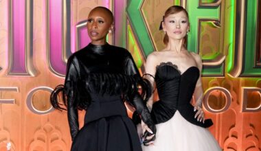 Cynthia Erivo and Ariana Grande at the "Wicked: For Good" New York Premiere held at Lincoln Center for the Performing Arts on November 17, 2025 in New York, New York. (Photo by John Nacion/Variety via Getty Images)