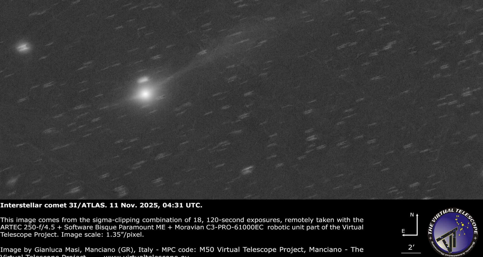 Watch interstellar comet 3I/ATLAS speed away from the sun in free telescope livestream on Nov. 16